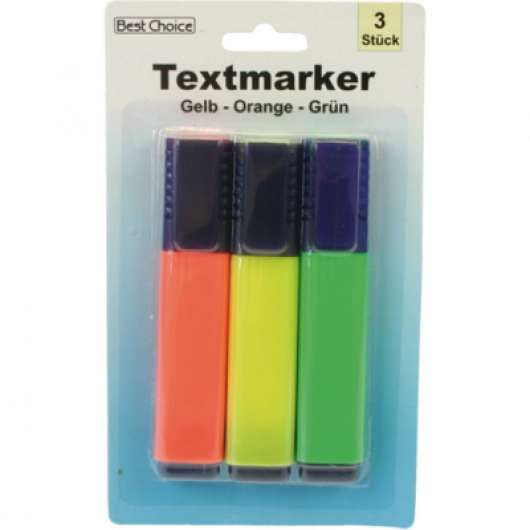 3-pack markeringspennor/ highlighters i 3 färger