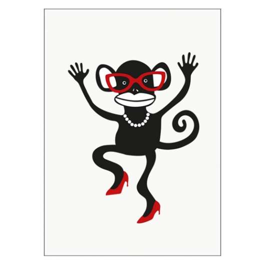 Ejvor - Poster Apa med glasögon röd