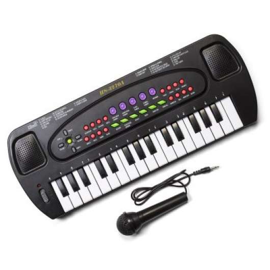 En elektronisk keyboard med mikrofon