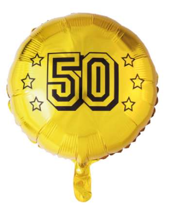 Folieballong, 50, rund, guld 46 cm