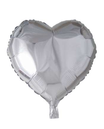Folieballong, hjärta, silver, 46 cm