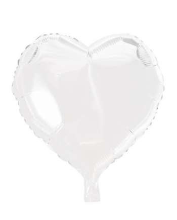 Folieballong, hjärta, vit, 46 cm