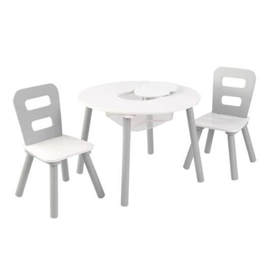Kidkraft - Round Table And 2-Chair Set - Gray & White